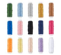 OLYCRAFT 15 Colors Polyester Embroidery Thread for Denim 50m Heavy Duty Denim Sewing Thread for Jeans with Clear Plastic Storage Box for Quilting Serger Sewing