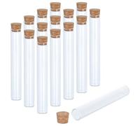 OLYCRAFT 15Pcs 10Ml Glass Test Tube with Cork Stopper Flat Bottom Tube Small Candy Storage Tubes with Cap Clear Flat Glass Tubes for Plants Vial Set for Scientific Experiments Lab