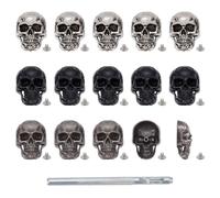 OLYCRAFT 15Pcs 3 Colors Skull Rivets Studs for Clothing Skull Rivets Buttons Skeleton Stud Goth Mental Conchos Pins Gothic Style Skulls Head Button 3D Skeleton Pins for Leather Crafts Boots Belts