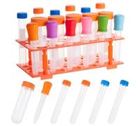 OLYCRAFT 15Pcs Jumbo Test Tubes with Stand Set Includes Plastic Test Tubes Bead Storage Tubes Plastic and Silicone Droppers Cylinder Tube Display Rack for Scientific Experiments Party Favours