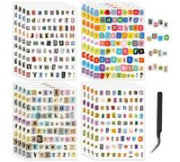 OLYCRAFT 16 Sheets/1296Pcs Magazine Letter PVC Waterproof Sticker 4 Styles Ransom Note Stickers Scrapbook Stickers Self-Adhesive Sticker with 1Pc Tweezer for Water Bottle Laptop Photo Planner Decor