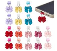 OLYCRAFT 16Pcs 8 Colors Bowknot Dust Plug Charms 32.8mm Mobile Dustproof Plugs with Resin Pendants Type C Dust Plug Charm Type C Port Protector Phone Accessory for Most Type-C Phone