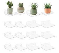 OLYCRAFT 16Pcs Acrylic Wall Mount Plant Shelves for Indoor 2 Styles Small Acrylic Wall Shelves Tiny Walls Mounted Transparent Shelf Invisible Walls Mount Display Shelf for Home Decor Flower Display