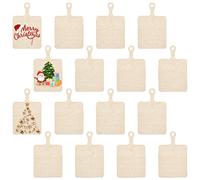 OLYCRAFT 16pcs Wood Craft Cutting Board with Handle Mini Wooden Cutting Board Rectangle Unfinished Wood Cheese Serving Tray for DIY Christmas Decor Home Kitchen Vegetables Fruit Supply - 15.5x30cm