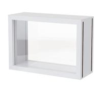 OLYCRAFT 16x6x11cm Rectangle Shadow Box White Shadow Box Frame Wood Shadow Box Display Case with Double Sided Clear Acrylic Window for Dried Flowers Leaves Specimen