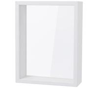 OLYCRAFT 16x6x21cm Rectangle Shadow Box Wood Shadow Box Display Case Shadow Box Frame with Double Sided Clear Acrylic Window for Dried Flowers Leaves Specimen - White