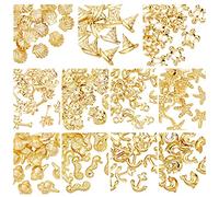 OLYCRAFT 176-Piece Ocean Theme Resin Supplies - UV Resin Filling Accessories - Gold for Jewelry Making - Summer Theme - 11 Shapes