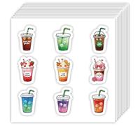 OLYCRAFT 180Pcs Coffee Tea Drinks Self-Adhesive Stickers 20 Sheets Self-Adhesive Paper Decorative Stickers Pink Drink Sticker for DIY Crafts Scrapbooking Calendars Album Bullet Journals