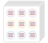 OLYCRAFT 180Pcs Gracias por tu compra Stickers 20 Sheets 25mm Spanish Thanks Self-Adhesive Scrapbooking Labels Colorful Circle Thank You Decorative Sticker for DIY Crafts Journal Planner Calendars