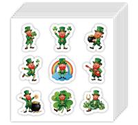 OLYCRAFT 180pcs St. Patrick's Day Stickers Cartoon Shamrock Leprechaun Stickers 2.4x2.3cm Lucky Clover Sticker Saint Patricks Day Decoration Decals for Irish Holiday Party DIY Scrapbook Journal Decor