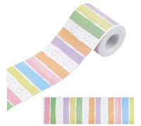 OLYCRAFT 18m Paper Bulletin Board Borders 79mm Rainbow Striped Bulletin Trim Classroom Bulletins Trims Colorful Striped Borders for Classroom Walls Office Decor and Library Displays