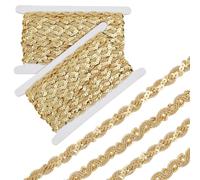 OLYCRAFT 18m Sequin Ribbon Trim 1.8cm Yellow Sequin Gimp Braid Trim 2 Rolls Flat Sequin Strip Trims Wave Sequins Beaded Lace Trims for DIY Craft Sewing Clothes Embellishments Home Decoration