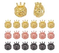 OLYCRAFT 18Pcs 3 Colors Alloy Lanyard Bead 2mm Hole Paracord Bead Lion Head Paracord Beads Loose Spacer Beads DIY Jewelry Charms Accessories for Bracelet Necklace Jewelry Keychain Making