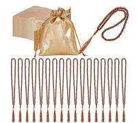 OLYCRAFT 18pcs Wood Tasbih Prayer Beads Light Brown Islamic Prayer Bead Tasbih Muslim Prayers Bead with Tassel Golden Bags 99 Beads for Dhikr Misbaha Ceremonies Guests Party Favors Decorations