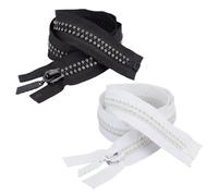 OLYCRAFT 2 Colors #10 White Black Rhinestone Zipper 24.9x1.4 Inch Replacement Sewing Zipper Slider Pulls Zipper with Rhinestone for Sewing Resin Close DIY Crafts Tailor Crafts