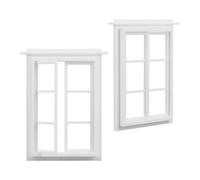 OLYCRAFT 2 Pack Miniature Window Frame 1:12 Scale White Plastic Mini House Window Rectangle Minihouse Windows Plastic 6 Panes Miniature Windows Ornament for Craft Projects and Model Building