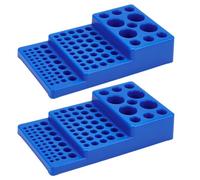 OLYCRAFT 2 Pack Multifunctional Test Tube Vial Rack 3-Tier Trapezoidal Test Tube Rack Centrifuge Tubes Organizer Blue Stand Holder for Laboratory Samples Centrifuge Tubes Scientific Experiments
