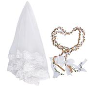 OLYCRAFT 2 Pcs Wedding Lasso Rope with Bridal Veils Wedding Cord with Green Leaf Wedding Lasso Rope with Pendants Ceremony Handfasting Cord Wedding Lasso Rope for Tradicional Wedding Ceremony