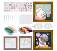 OLYCRAFT 2 Sets 2 Styles Needle Felting Craft Set Rabbit Photo Frame Needle Felting Craft Set for Beginners Bear Needle Felting Starter Kit with Photo Frame Wool Felt Painting Set for DIY Needlework