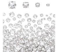 OLYCRAFT 200Pcs 4 Sizes Square Crystal Glass Sew Silver Claw Rhinestones 4 Hole Clear Faceted Glass Rhinestone Settings 4/7/9/11mm Sew On Cystal White Rhinestones Claw Rhinestone Sew for DIY Crafts