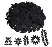 OLYCRAFT 200Pcs Black Leaf Shape Craft Mirrors Small Mirror Tiles Non-Stick Mini Glass Mirror Tiles DIY Mirror Horse Eye Mini Mirrors for Crafts Art Wall Door Home Decorations -25x10mm & 35x15mm