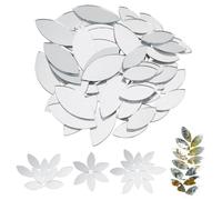 OLYCRAFT 200Pcs Silver Leaf Shape Craft Mirrors Small Mirror Tiles Non-Stick Mini Glass Mirror Tiles DIY Mirror Horse Eye Mini Mirrors for Crafts Art Wall Door Home Decorations -24x11mm & 34x14.5mm