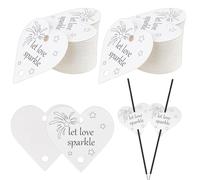OLYCRAFT 200Pcs Wedding Sparkler Tags with 6mm Hole Heart Shape Sparkler Cards Let Love Sparkler Design Card White Rustic Favors for Wedding Ceremony Party Display Decor -60x59.5mm