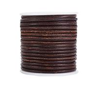 OLYCRAFT 20m Genuine Round Leather String Cord 3mm Rope for Jewelry Saddle Brown Leather String Cord for Jewelry Making, Necklaces, Bracelets, Braiding, Wraps, Crafts and Hobby Projects