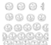OLYCRAFT 20Pcs Flat Back Rhinestones Buttons Square Rhinestone Buttons Sew on Rhinestones Gems Button Accessory Silver Glass Crystals Button for DIY Jewelry Sewing Clothes Wedding Decor
