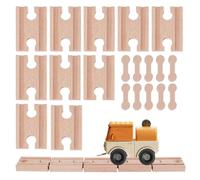 OLYCRAFT 20Pcs/Set Wooden Dog Bone Track Connector Pack Accessories with 10Pcs Wooden Train Track Adapter Connector Pieces and 10Pcs Hardwood Straight Hardwood Rails for Making Wood Railway