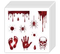 OLYCRAFT 220Pcs Halloween Bloodstains Stickers 20 Sheets Red Skulls Self-Adhesive Scrapbooking Stickers Bloody Handprint Footprint Decorative Labels Paper Sticker for DIY Haunted House Horror Party