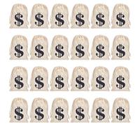 OLYCRAFT 24 Packs Money Sack Bag Dollar Sign Carrying Sack 16x11cm Prop Drawstring Money Bag Bank Coin Cash Bag Sacks for Pirate Cowboy Cosplay Theme Halloween Party Favors