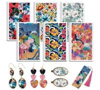 OLYCRAFT 24 Pcs Abstract Florals Clay Transfer Paper 6 Design Watercolor Leopard Transfers Paper for Polymer Colorful Polymer Clay Transfer Sheets Small Ceramic Decal for Clays Earrings Tags Bookmarks