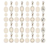 OLYCRAFT 24 Pcs Mini Embroidery Hoop Keychain Tiny Wooden Cross Stitch Hoop with Lobster Claw Clasp Oval/Round Wood Pendant Kit for Craft DIY Embroidery Keychain Pendant - 8~9.2cm