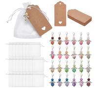 OLYCRAFT 24 Set Angel Pearl Beads Pendant Keychain Angel Fairy Dangle Charms with Clasps Hook Colorful Angels Wing Charm with Organza Bag DIY Blank Kraft Tags for Bag Birthday Wedding Favors