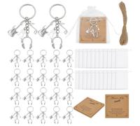 OLYCRAFT 24 Sets Music Themed Keychain Bulk Musical Instrument Keychain Music Note Keychains with Cards Organza Bag Alloy Musical Keychain Favors for Musician Choir Party Decor Supply