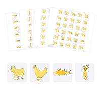OLYCRAFT 2400 Pcs Meal Stickers 4 Styles Cow Fish Chicken Carrot Meal Choice Stickers Menu Choices Stickers for Wedding Banquet Place Card Meal Indicator Stickers Gold Kitchen Sticker 12x12mm