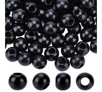 OLYCRAFT 240pcs Black Wooden Macrame Beads 19.5mm with 8mm Large Hole Wood Spacer Beads Loose Macrame Beads Wooden Hollow Beads for DIY Crafts Necklace Bracelet Jewelry Making Home Mural Decorations
