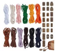 OLYCRAFT 24m Travel Notebook Elastic Bands with 30pcs Decorative Toggles Polyester Elastic Stretch Cord Traveler's Note Repair Kit for Diary Supplies and Leather Notebook DIY Accessories