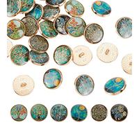 OLYCRAFT 24Pcs 18mm Alloy Enamel Shank Buttons Tree Theme Metal Blazer Buttons Green Gold Vintage Shank Buttons Round Sewing Shanks Button for Blazer Suits Coat Uniform and Jacket -6 Styles