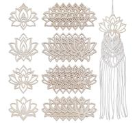OLYCRAFT 24pcs 4 Styles Lotus Dream Catcher Wooden Rings Wood Lotus Dream Catcher Hoops Lotus Macrame Ring Wooden Hoop Craft Rings for DIY Craft Dream Catcher Making Wall Hanging Decor
