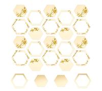 OLYCRAFT 24Pcs Acrylic Hexagon Mirror Wall Stickers Removable Self-adhesive Wall Decals Gold Acrylic Wall Mirror Tiles Gold Wall Decal for DIY Craft Home Wall Decor -100x86x1mm
