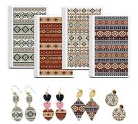 OLYCRAFT 24Pcs Aztec Transfer Paper 4 Design Western Pattern Transfers Paper for Polymer Clay Transfers Sheets Western Theme Clay Transfer Papers Small Ceramic Decals for Earrings Jewelry Making