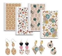 OLYCRAFT 24Pcs Bohemian Clay Transfer Paper 4 Design Transfer Paper for Polymer Rainbow Flower Polymer Clay Transfers Sheets Monstera Leaf Transfers Papers for Clays Earrings Jewelry Making