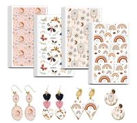 OLYCRAFT 24Pcs Bohemian Clay Transfer Paper 4 Design Transfer Paper for Polymer Rainbow Polymer Clay Transfers Sheets Dream Catcher Moon Moth Transfers Papers for Clays Earrings Jewelry Making