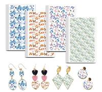 OLYCRAFT 24Pcs Butterfly Transfer Paper 4 Design Moth Polymer Clay Transfer Sheets Colorful Butterfly Transfers Papers for Polymer Small Transfers Paper for Clay Earrings Jewelry Making