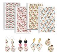 OLYCRAFT 24Pcs Christmas Theme Clay Transfer Paper 4 Design Transfers Paper for Polymer Present Box and Snowman Pattern Polymer Clay Transfer Sheets Small Ceramic Decals for Earrings Jewelry Making