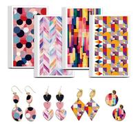 OLYCRAFT 24Pcs Color Geometry Transfer Paper 4 Design Color Mosaic Transfers Paper for Polymer Clay Transfers Sheets Geometry Mosaic Transfer Papers Small Ceramic Decals for Earrings Jewelry Making