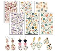OLYCRAFT 24Pcs Colorful Flower Clay Transfer Paper 6 Design Transfer Paper for Polymer Purple Floral Polymer Clay Transfers Sheets Small Transfers Papers for Clays Earrings Jewelry Making