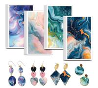 OLYCRAFT 24Pcs Fluid Marble Clay Transfer Paper 4 Design Transfer Paper for Polymer Colorful Marble Polymer Clay Transfers Sheets Small Transfers Papers for Clays Earrings Jewelry Making